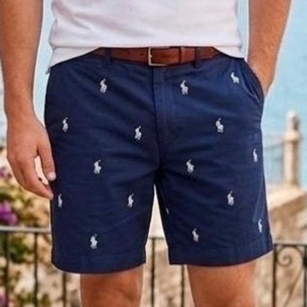 POLO Ralph Lauren Stretch Classic Fit Embroidered Pony Chino Short Blue Size 36